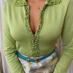 (SOLD) Cache beaded sweater top